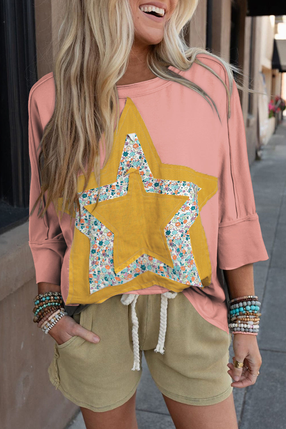 Floral Starbust Exposed Seam Mineral Wash Top