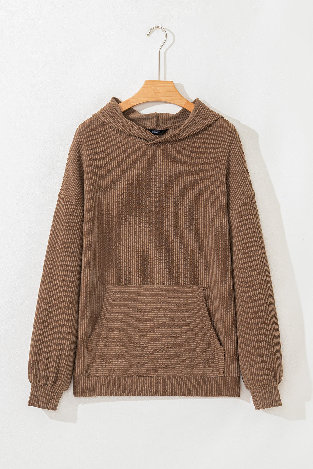 Twisted Rib Texture Solid Hoodie