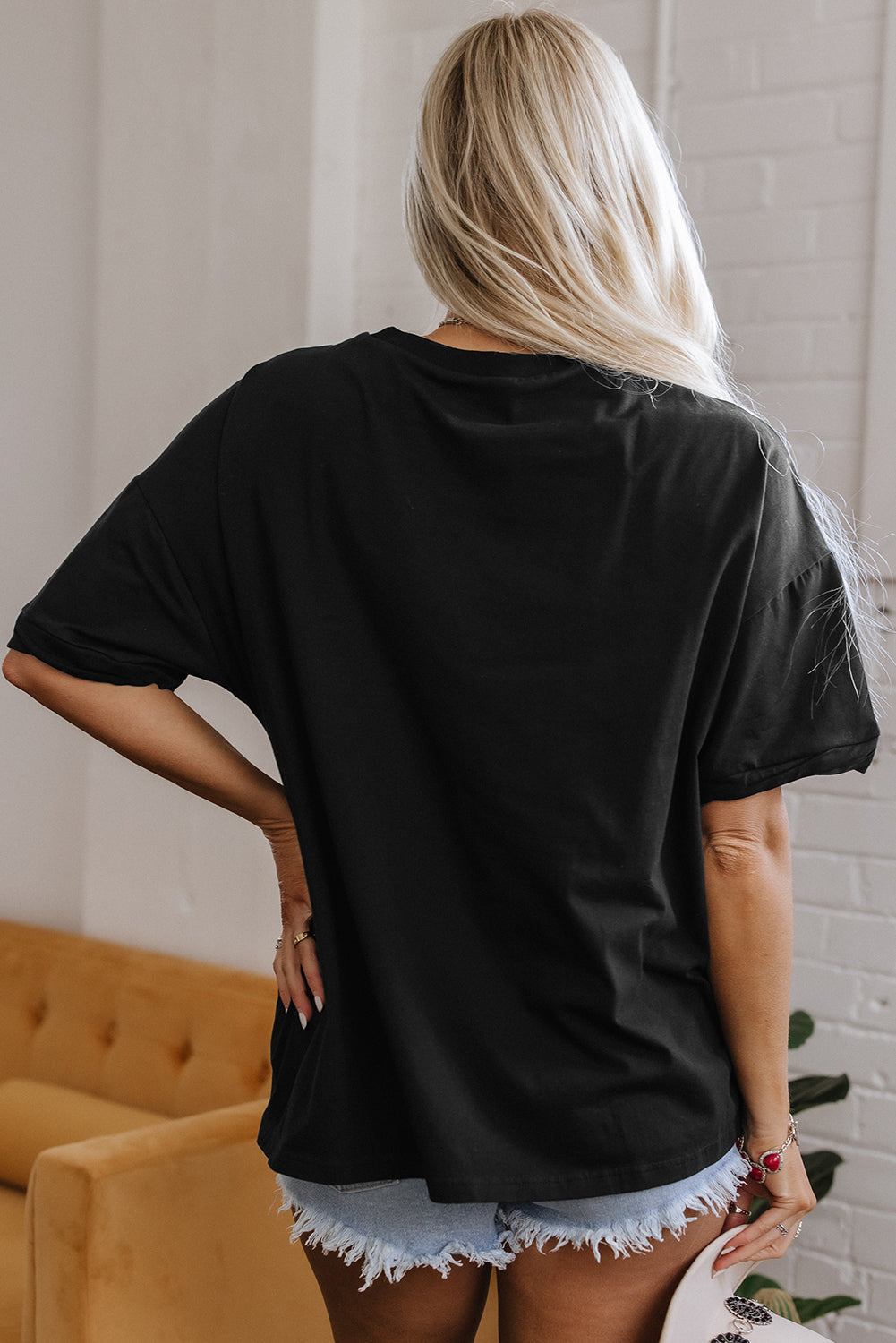 Loose Half Sleeve Hi Low Hem T Shirt