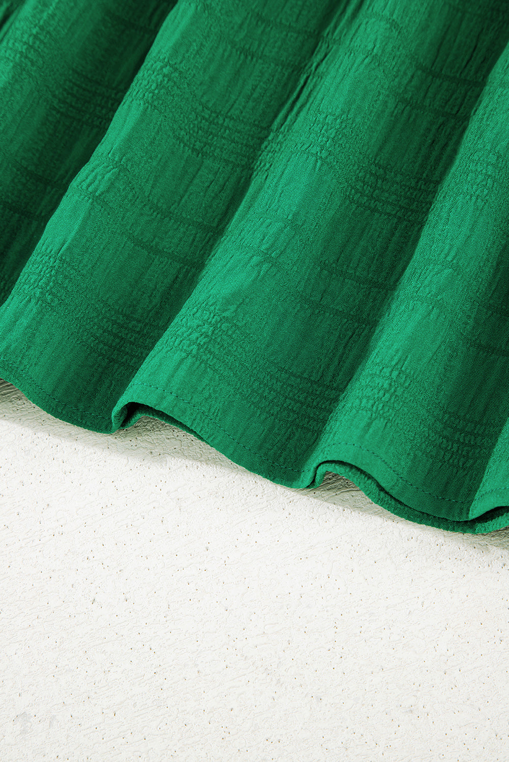 Solid Textured Smocked Puff Short Sleeve High Waist Long Dress
