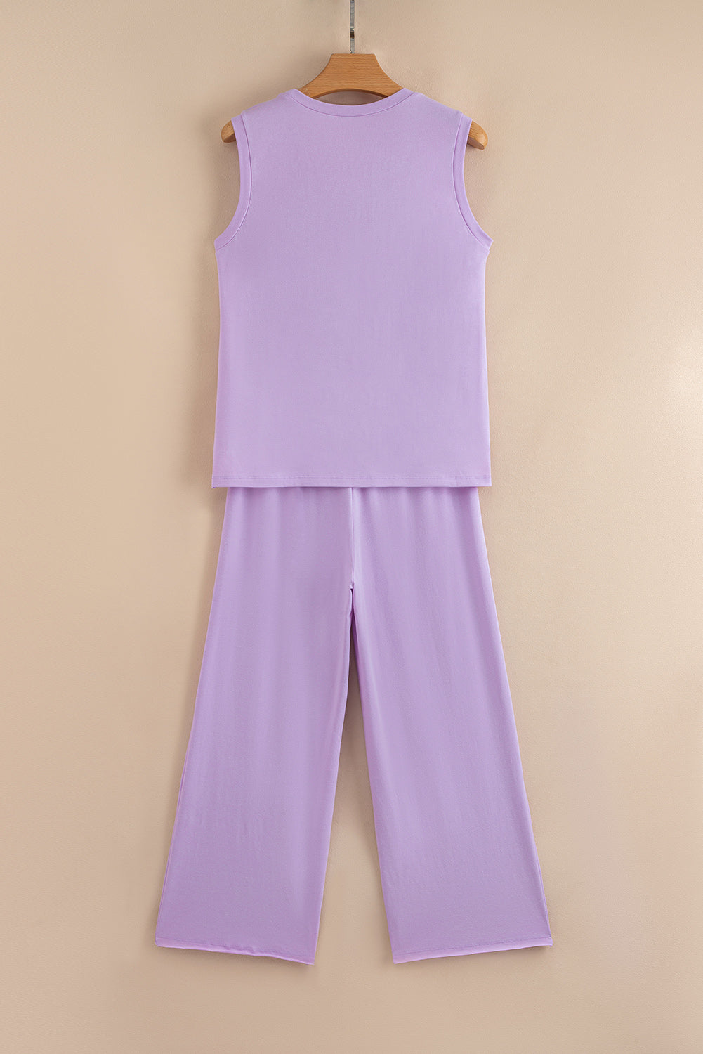 Mineral Wash Casual Round Neck Tank and Straight Loose Drawstring Pants Set