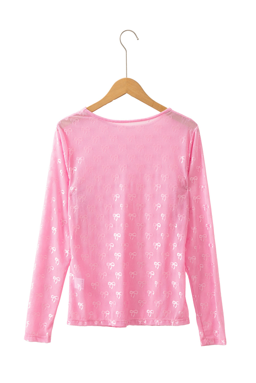 Mesh Bow Pattern Long Sleeve Top