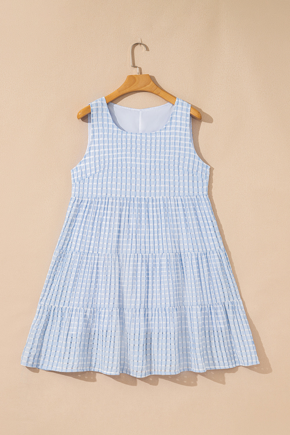 Plaid Tiered A-line Sleeveless Mini Sundress