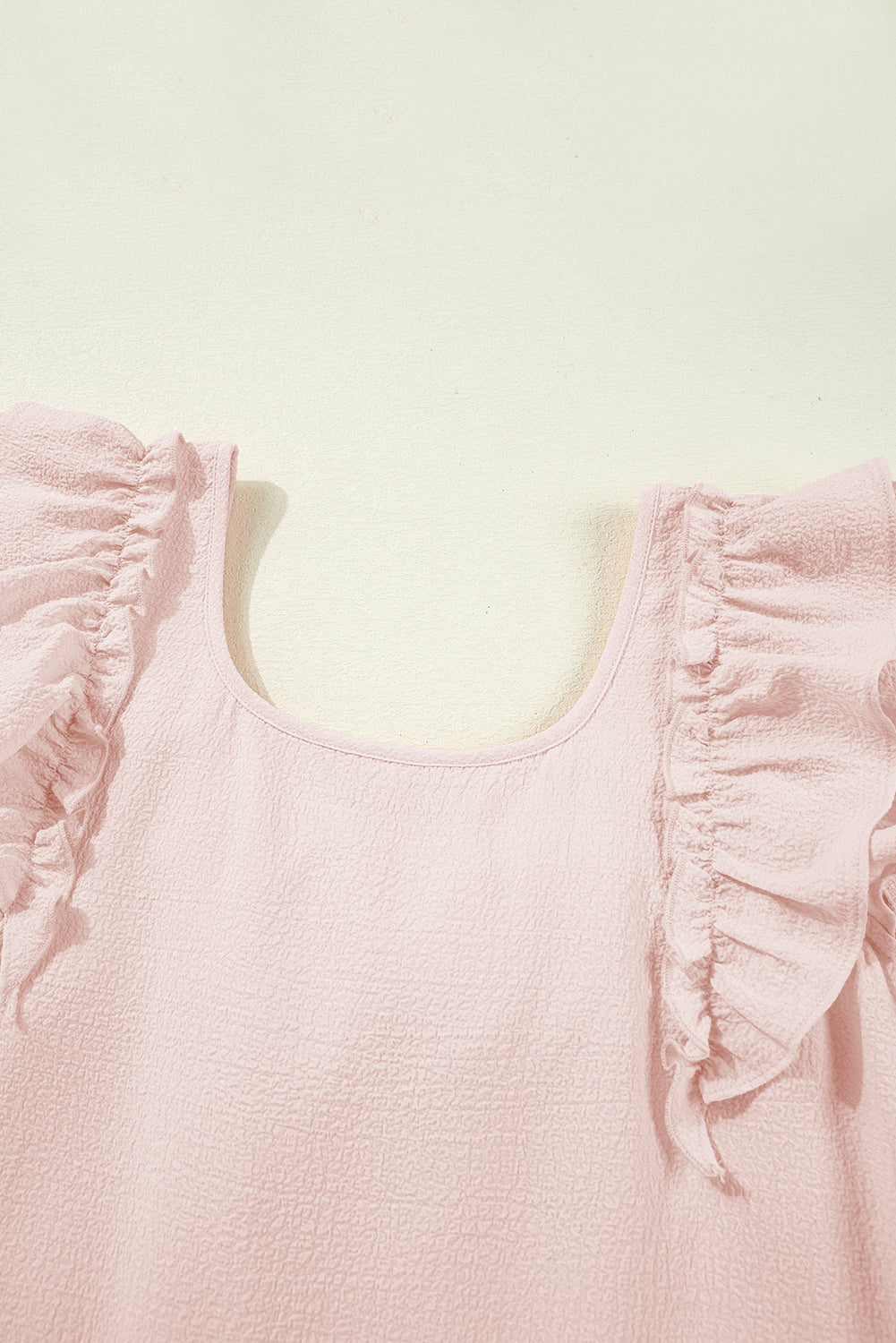 Textured Flutter Sleeve Square Neck Bow Back Mini Dress