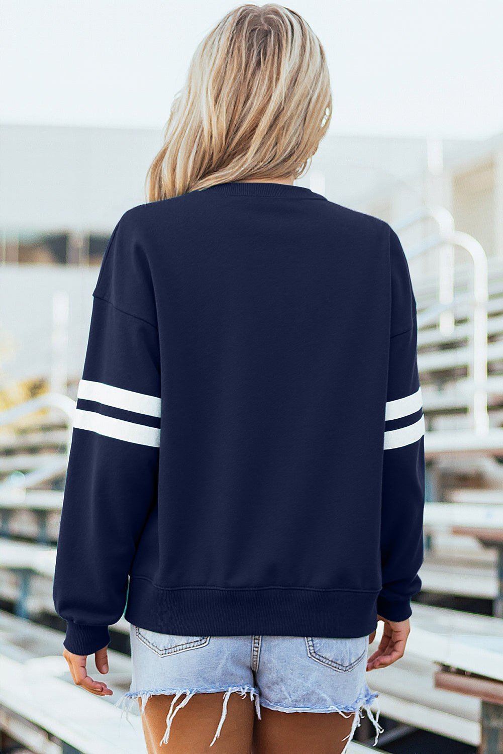 Varsity Striped Detail Drop Shoulder Oversized Sweatshirt
