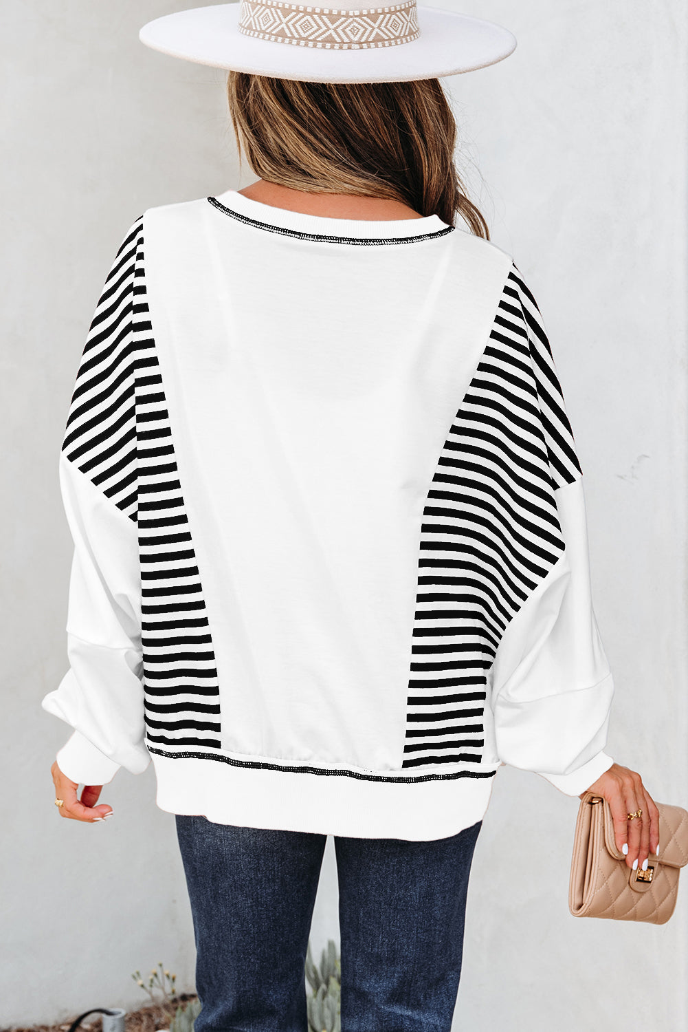 Colorblock Patchwork Contrast Stitching Oversize Sweatshirt