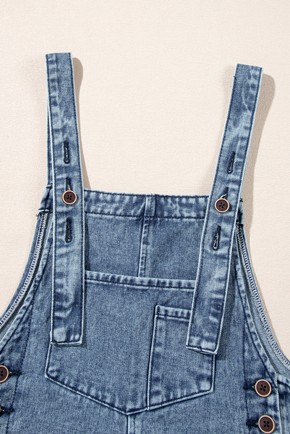 Distressed Bib Pocket Wide Leg Denim Overall