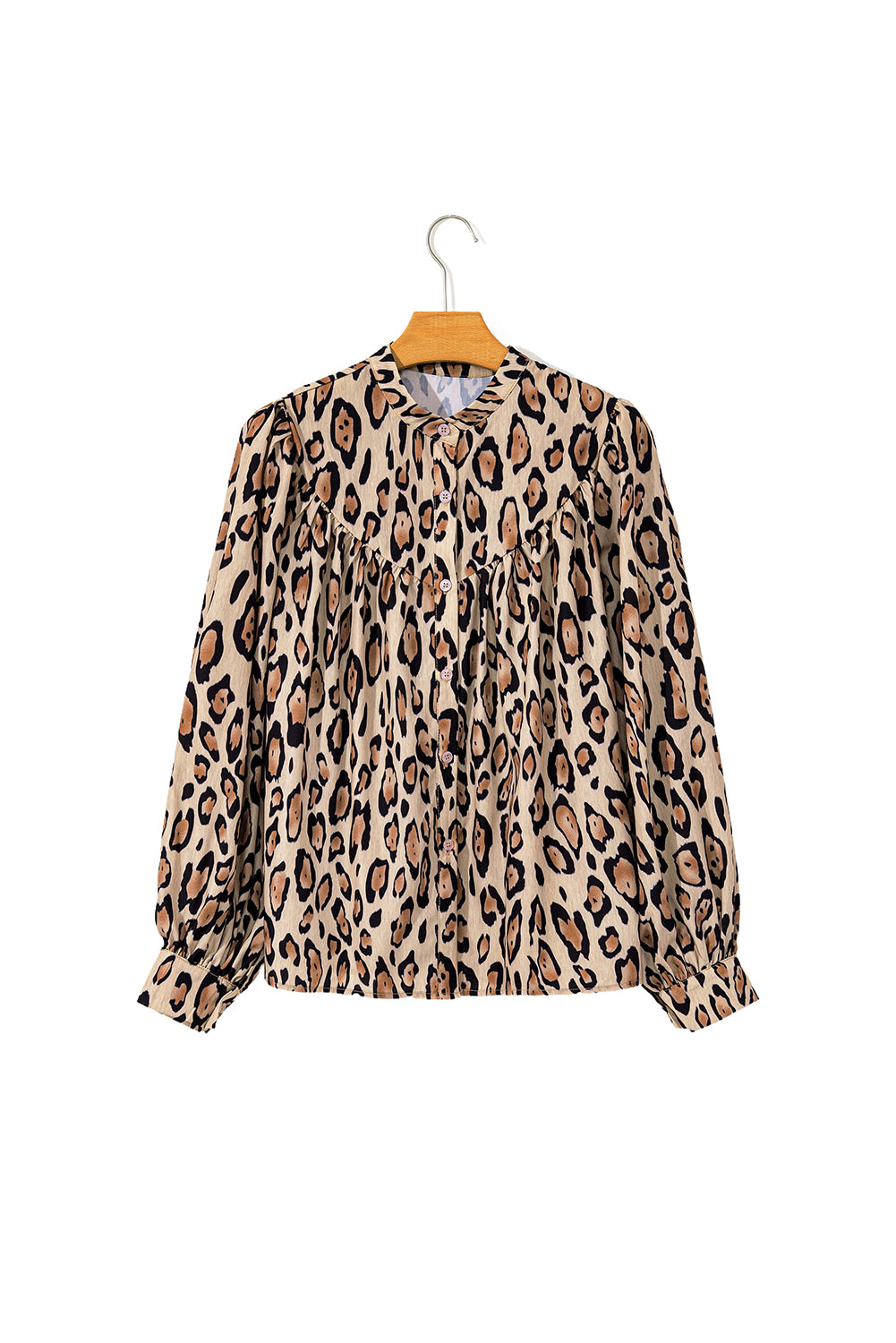 Oversized Leopard Print Balloon Sleeve Casual Shirt