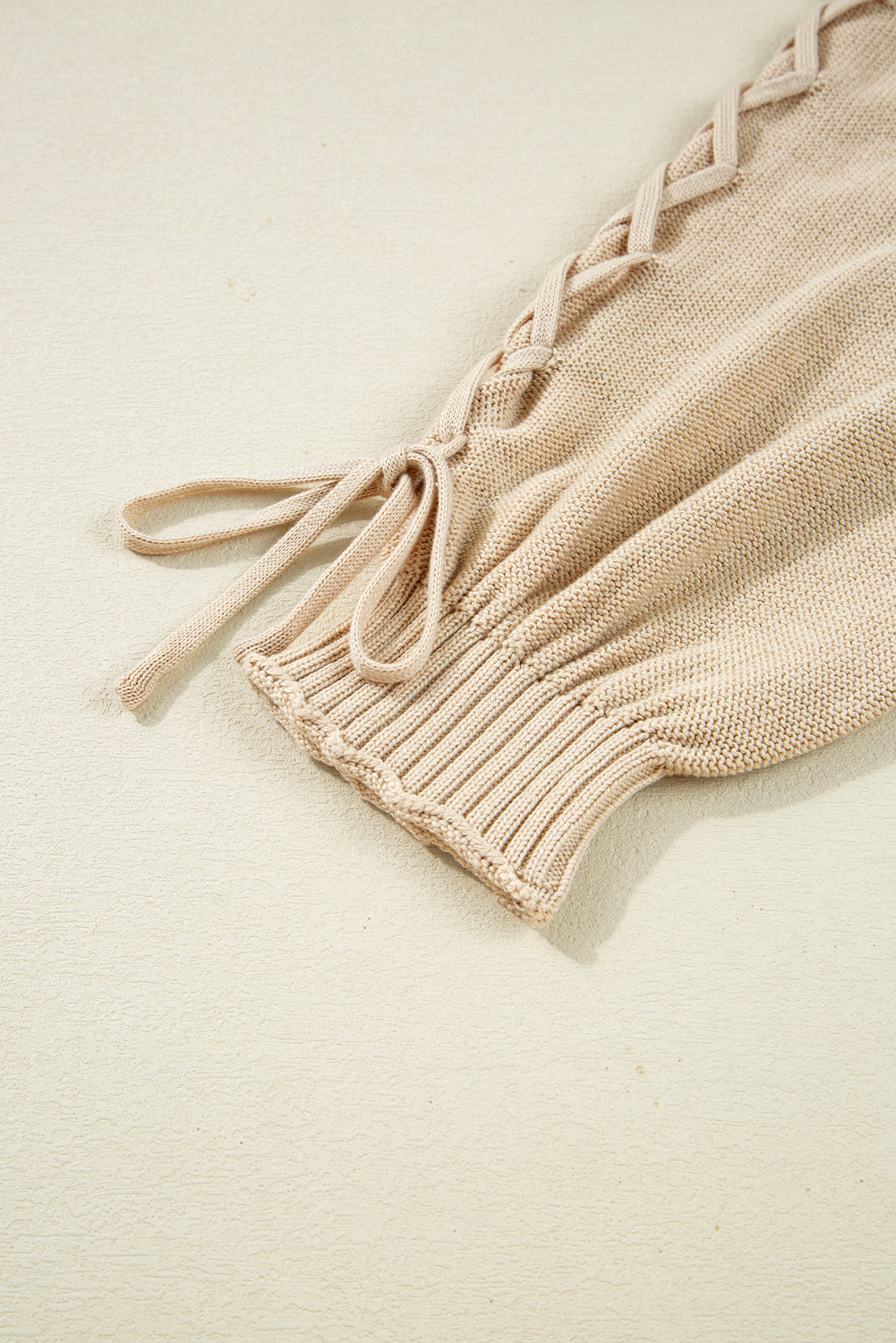 Cable Knit Braided Tie Sleeve Plus Size Open Cardigan