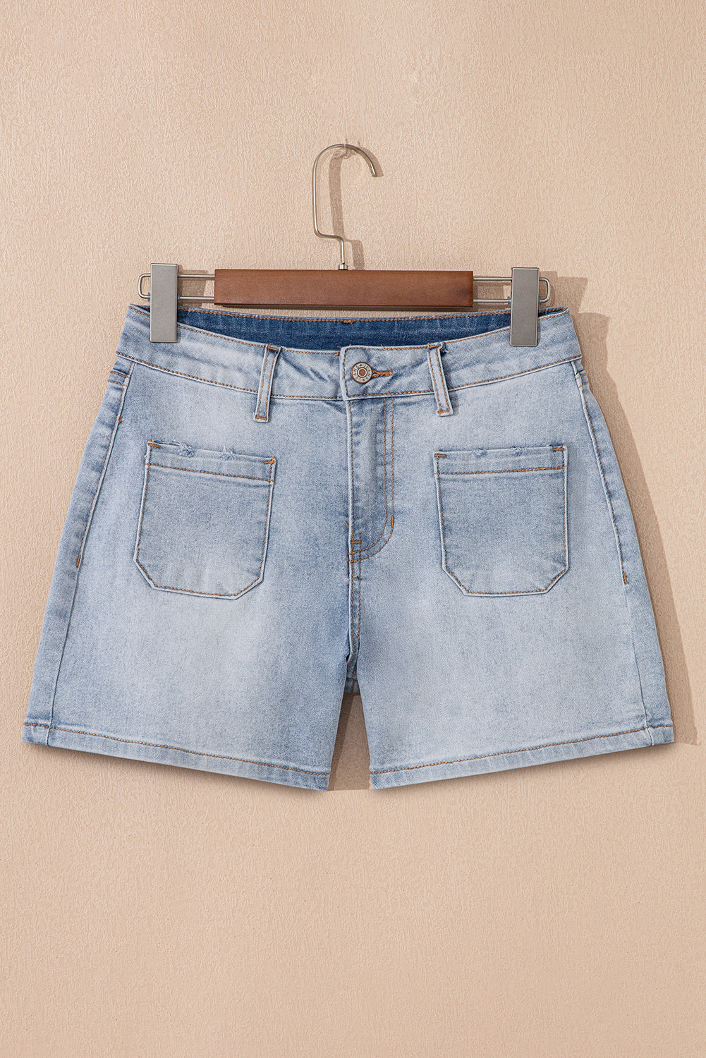 Light Wash High Rise Denim Shorts