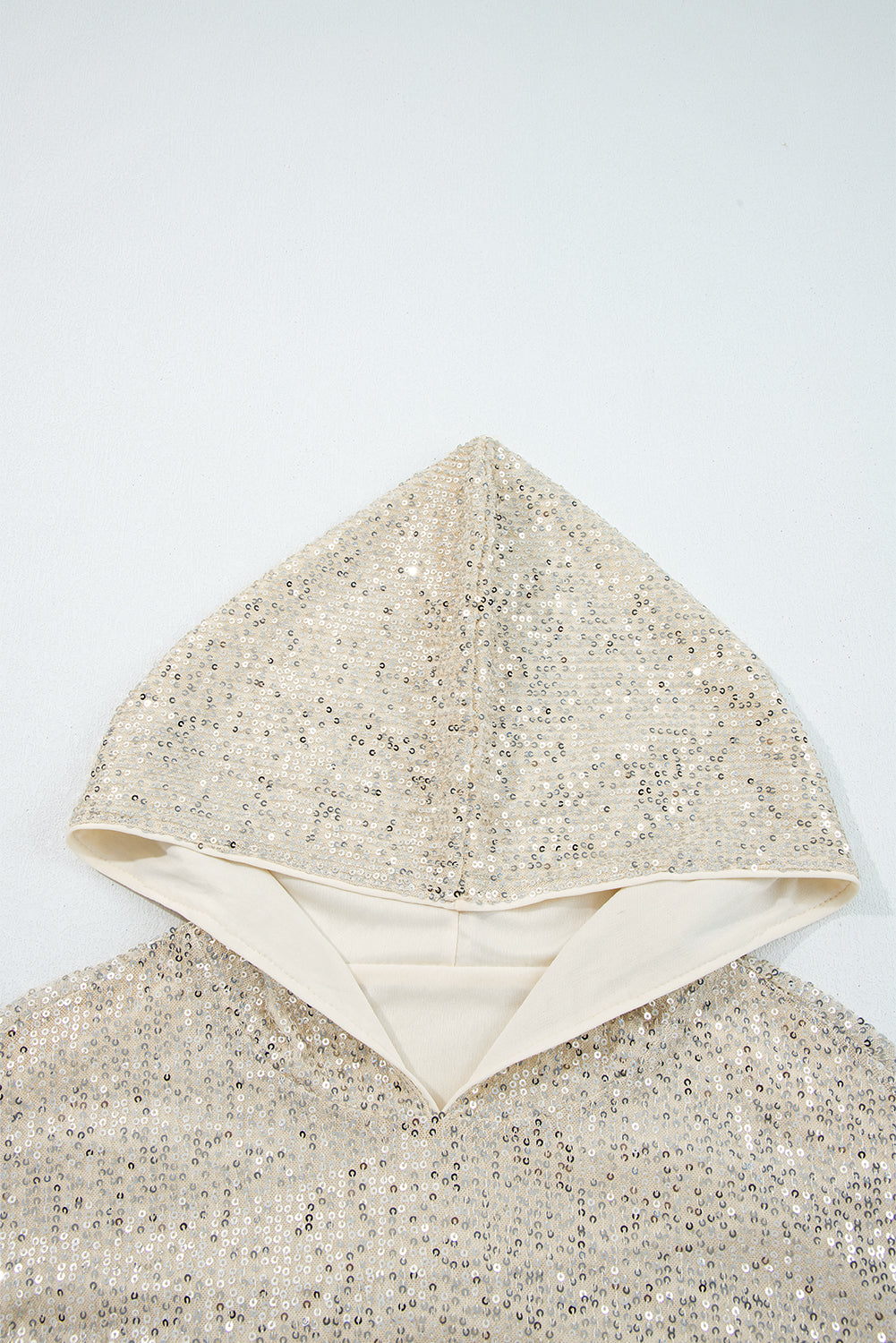 Sequin Hooded Long Sleeve Top