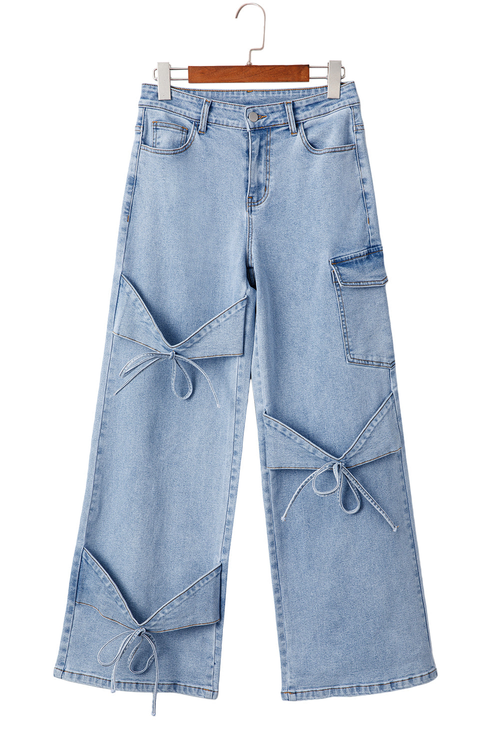 Bowknot Decor Boyfriend Cargo Jeans