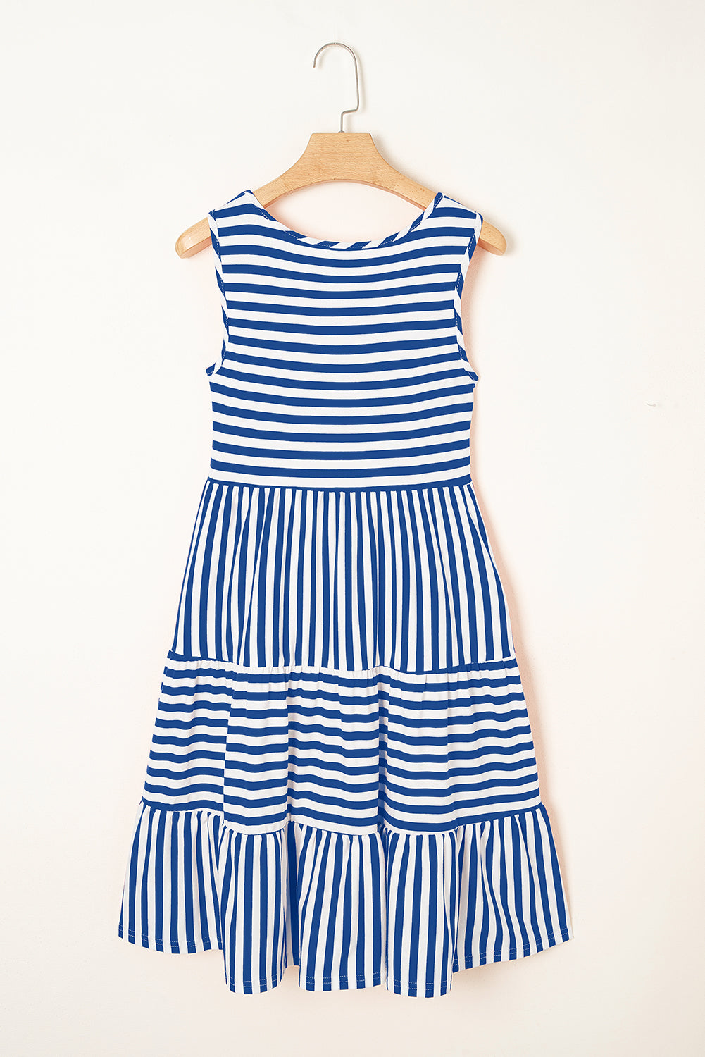 Stripe U Neck Sleeveless Loose Fit Mini Dress