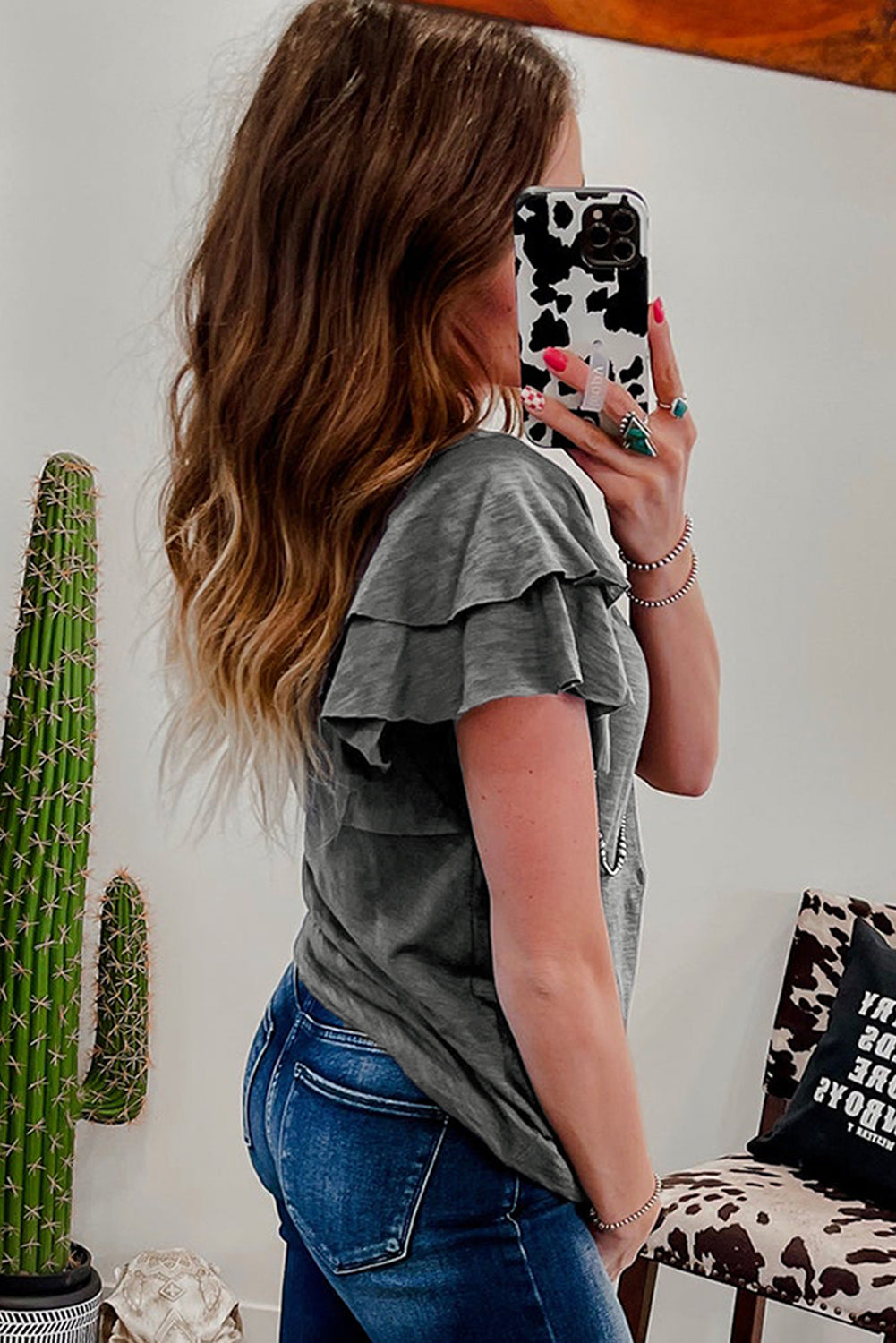 Layered Ruffle Short Sleeve Round Neck Top