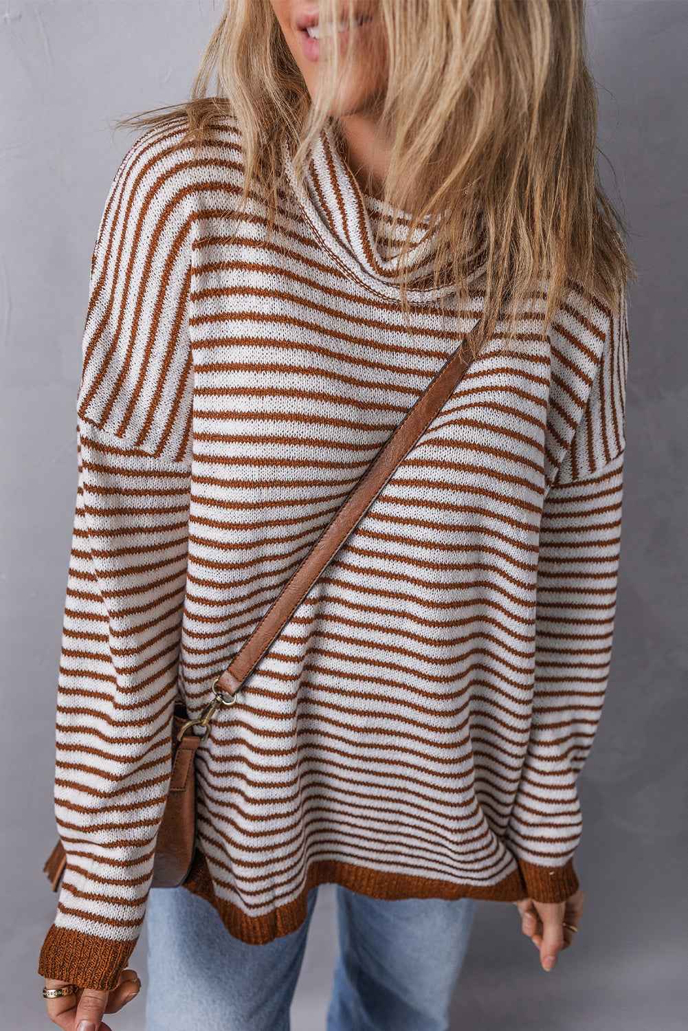 Striped Turtleneck Loose Sweater