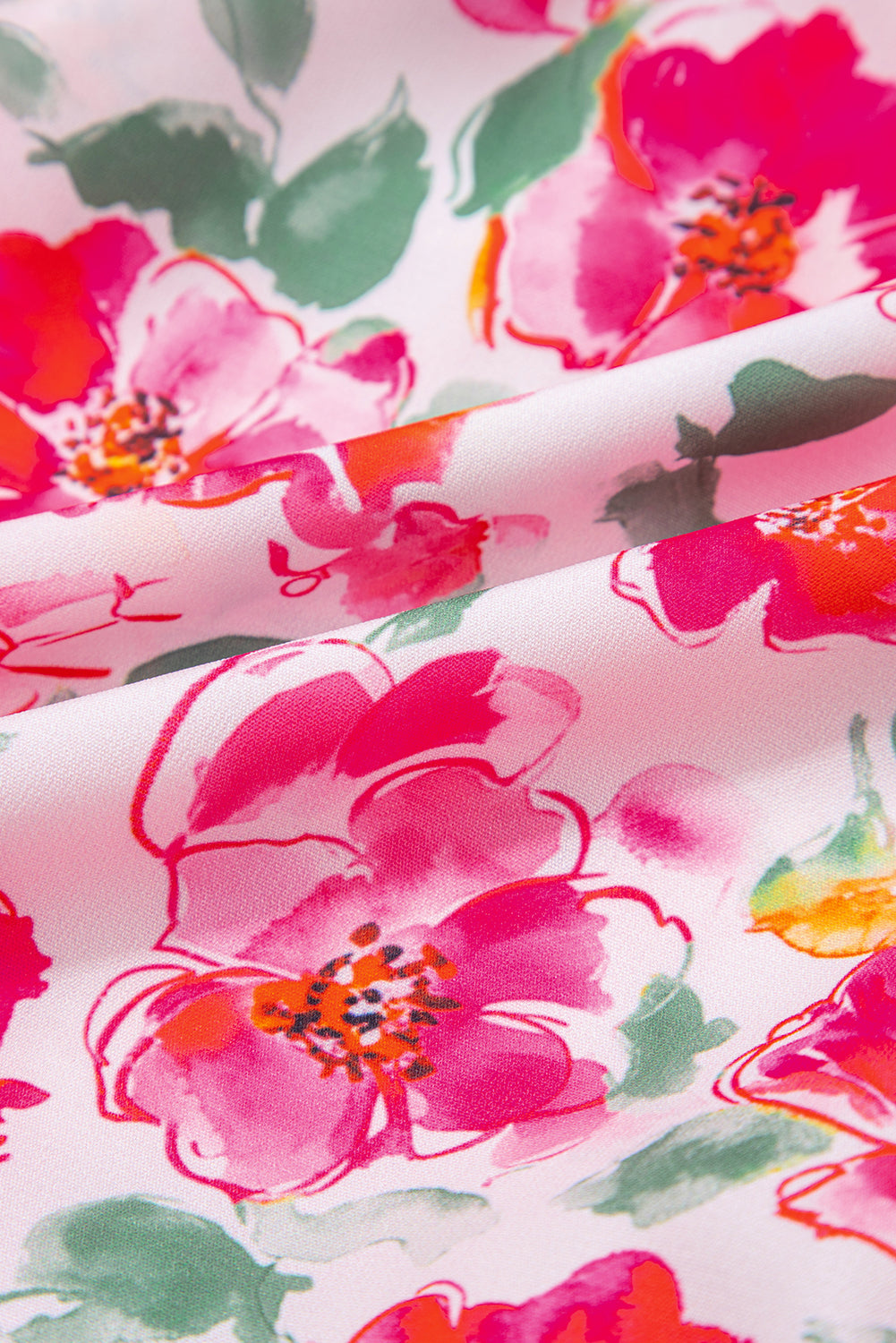 Floral Boxy Fit Ruffled Short Sleeve V Neck Blouse
