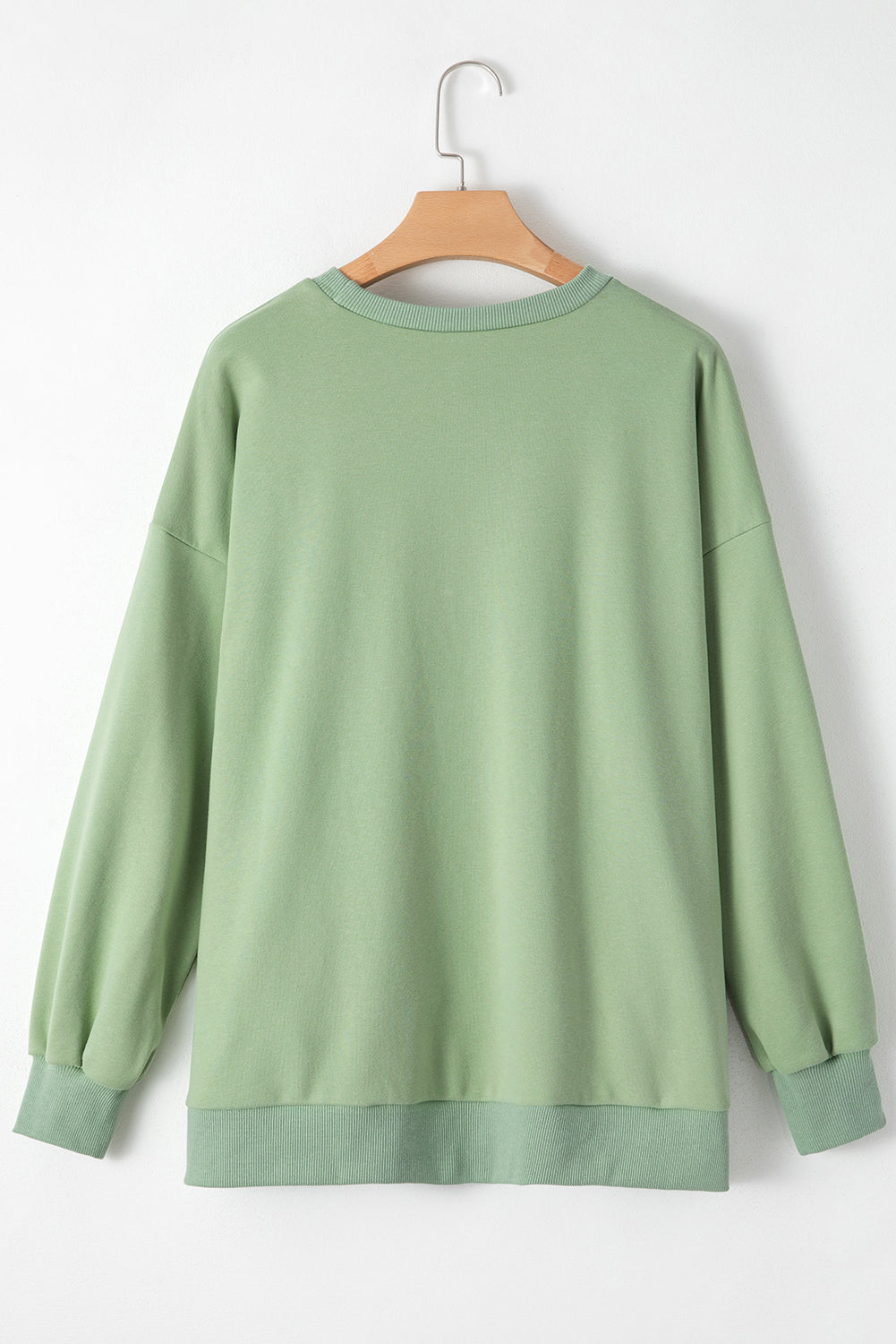 Solid O Neck High Low Hem Pullover Sweatshirt