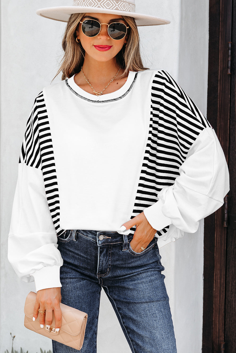 Colorblock Patchwork Contrast Stitching Oversize Sweatshirt
