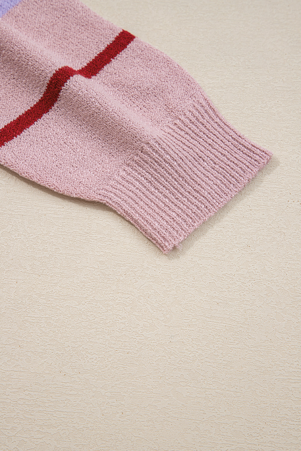 Stripe Ribbed Edge Drop Shoulder Sweater