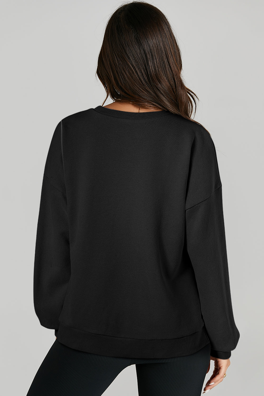 Solid O Neck High Low Hem Pullover Sweatshirt