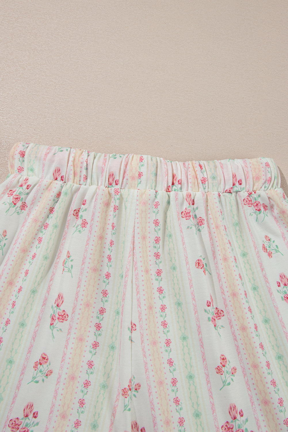 Floral Print Contrast Pipping Short Pajamas Set
