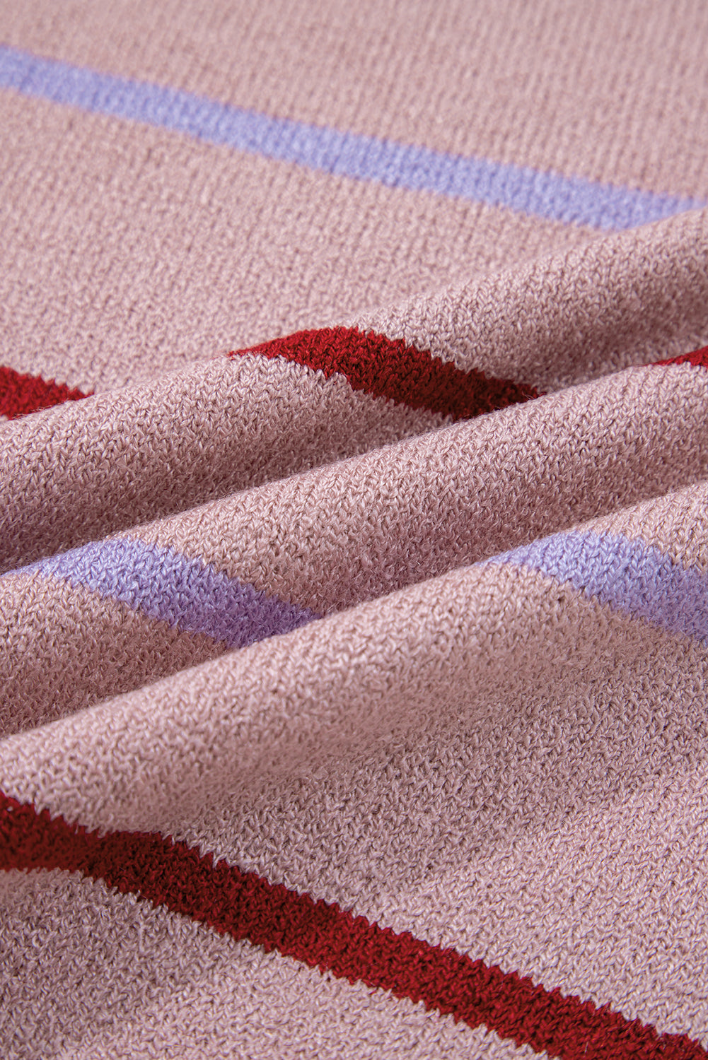 Stripe Ribbed Edge Drop Shoulder Sweater