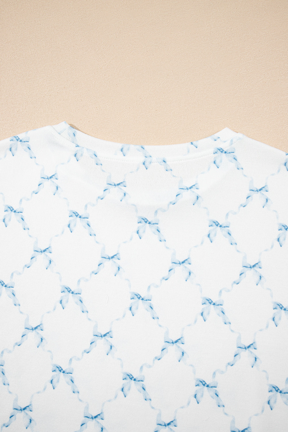 Bow Knot Geometric Print Lettuce Trim Two Piece Lounge Set