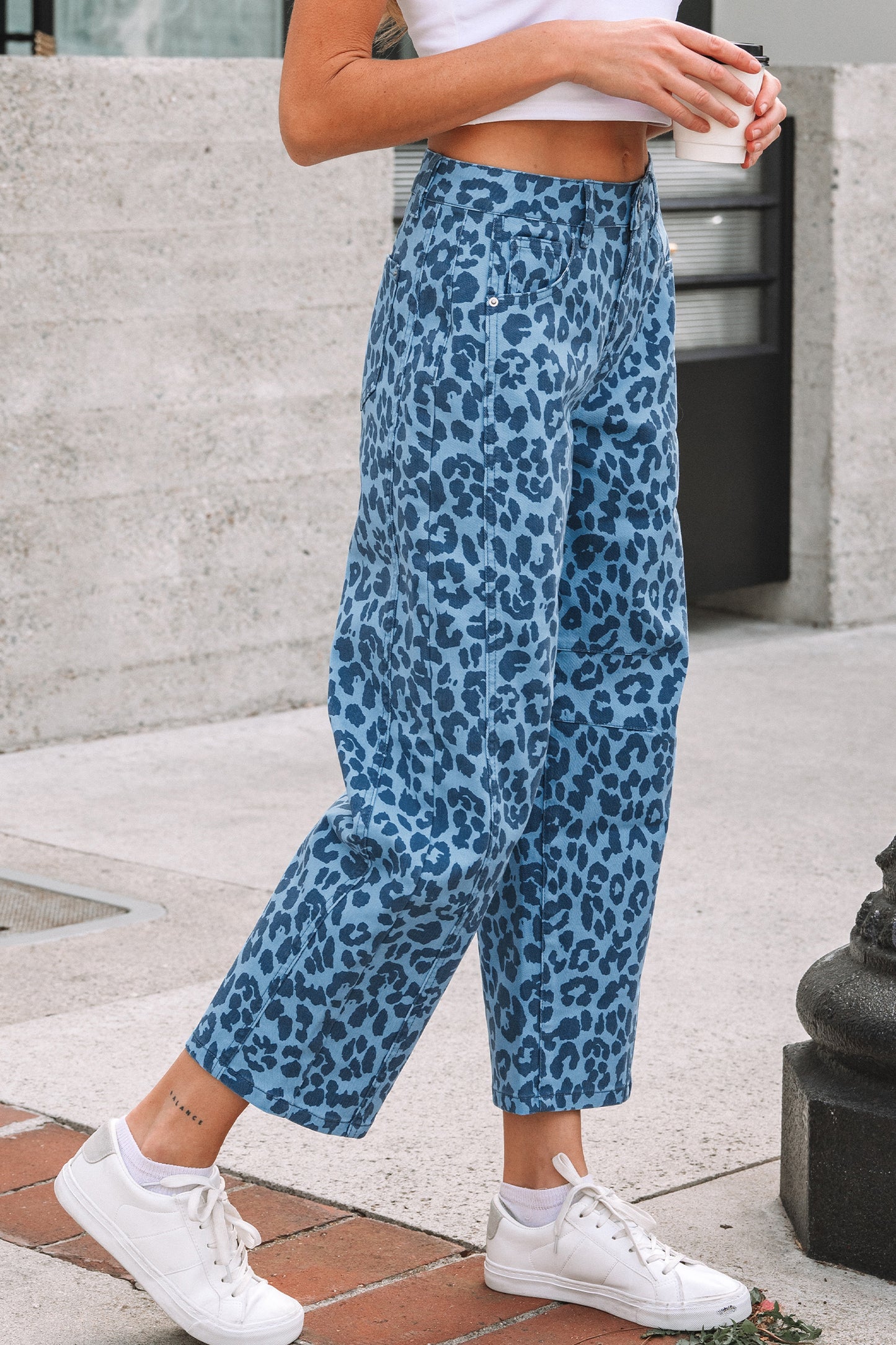 Leopard Print Straight Loose Jeans