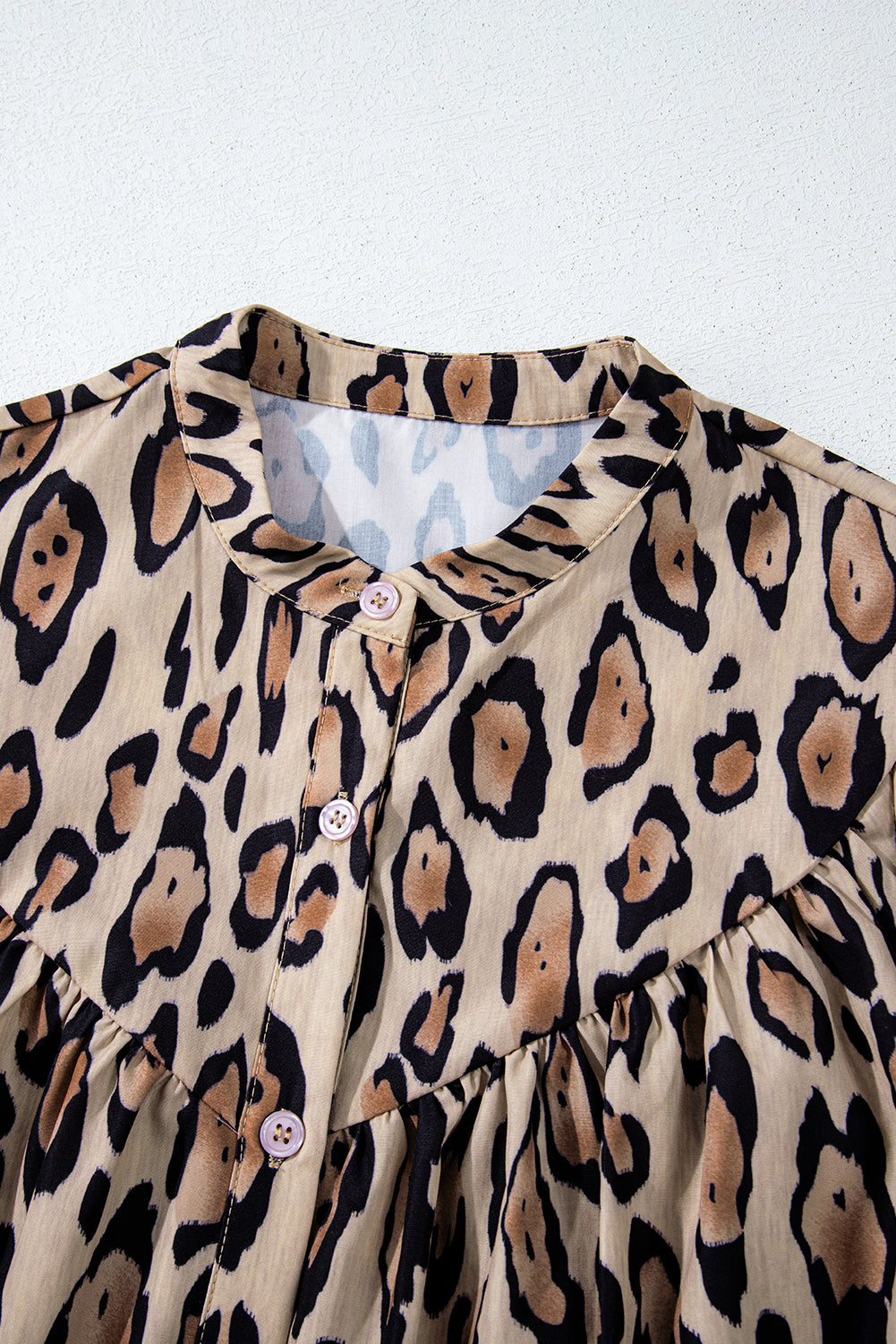 Oversized Leopard Print Balloon Sleeve Casual Shirt