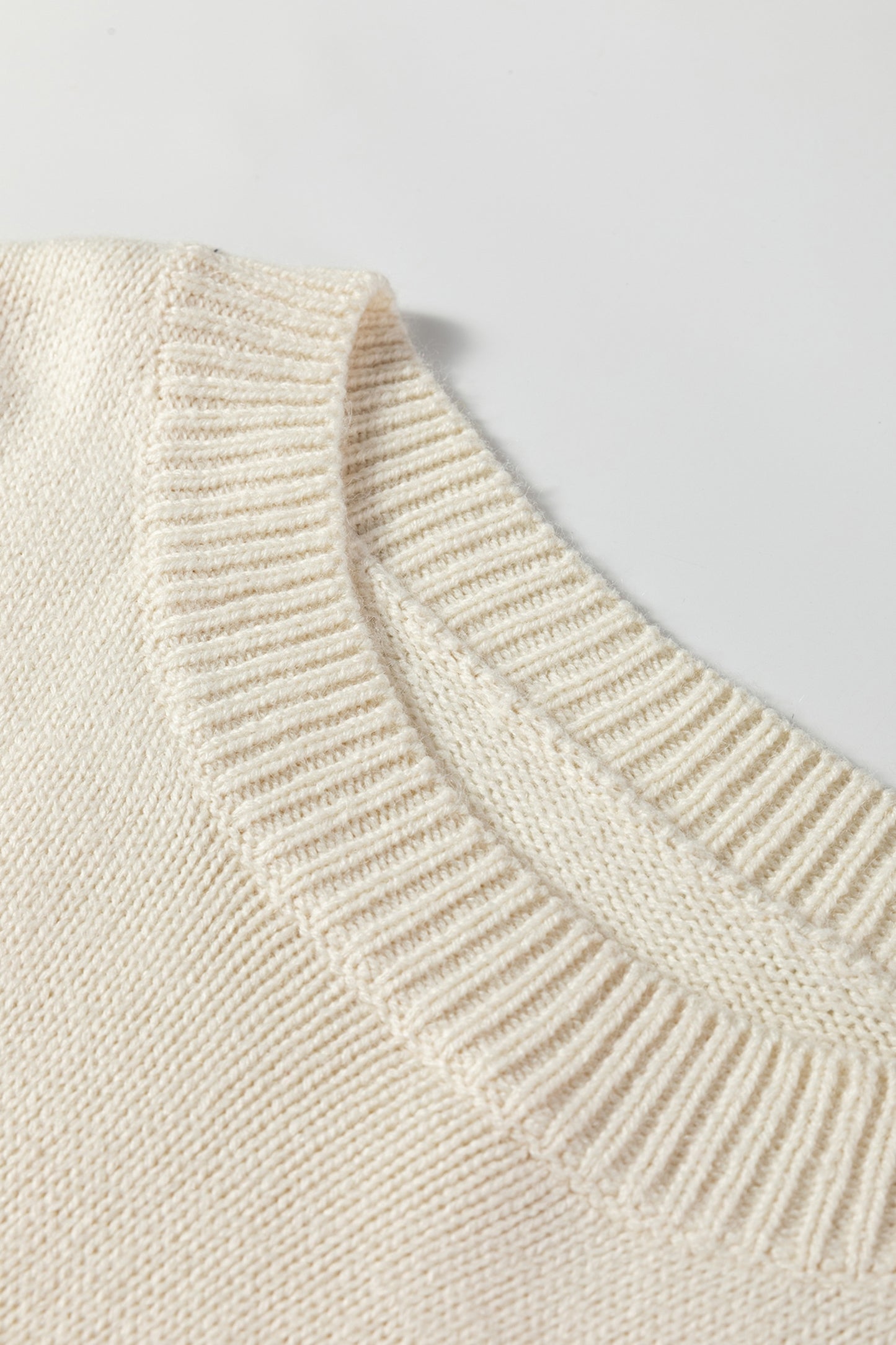 Embroidered Floral Sleeve Round Neck Loose Sweater