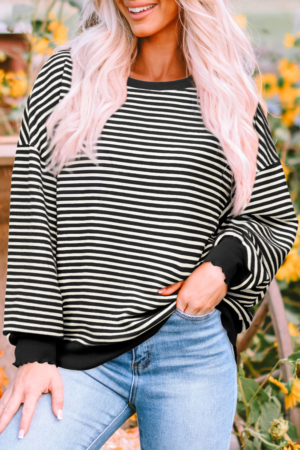 Loose Drop Shoulder Long Sleeve Top