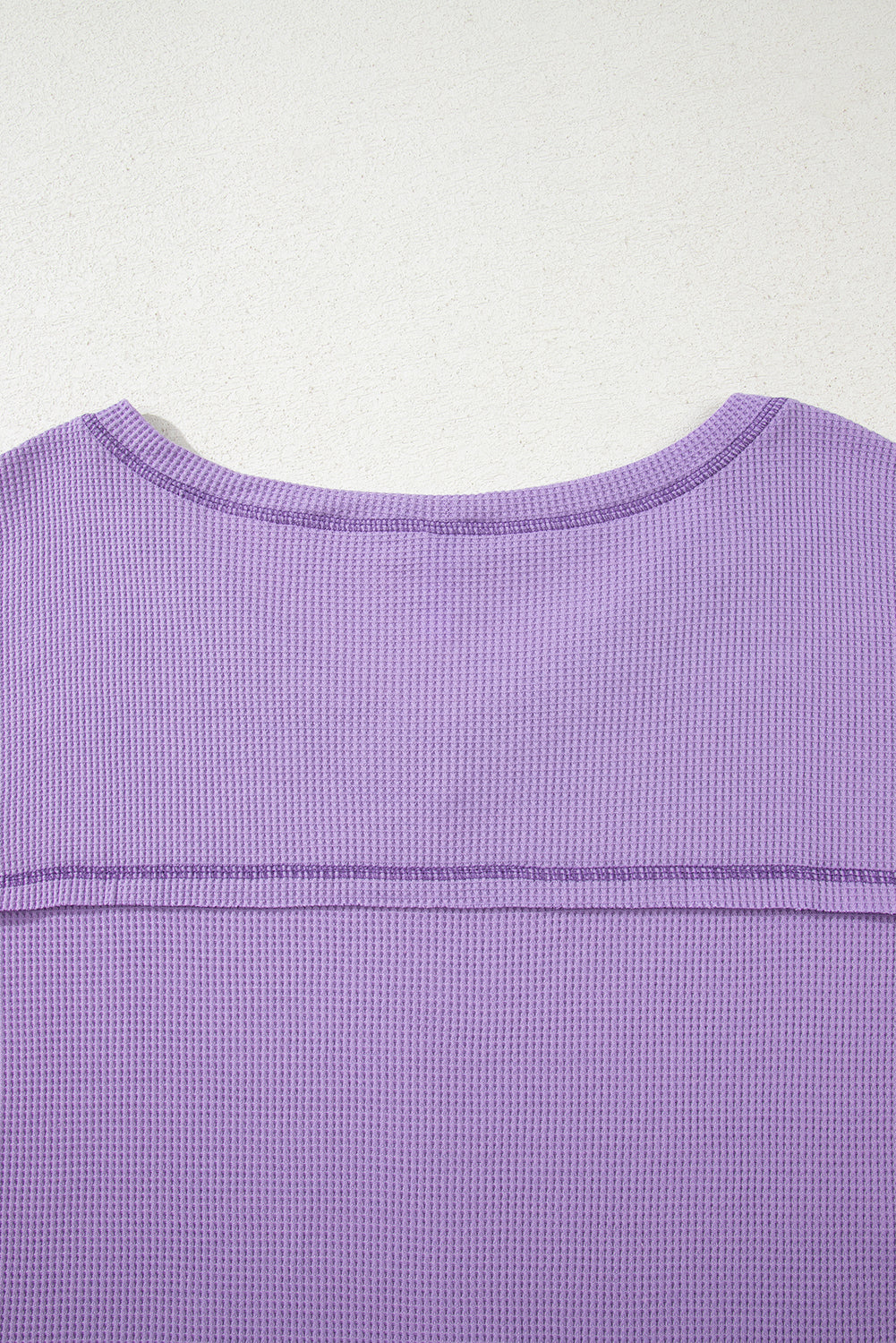 Exposed Seam Half Sleeve Knitted V Neck Textured Top