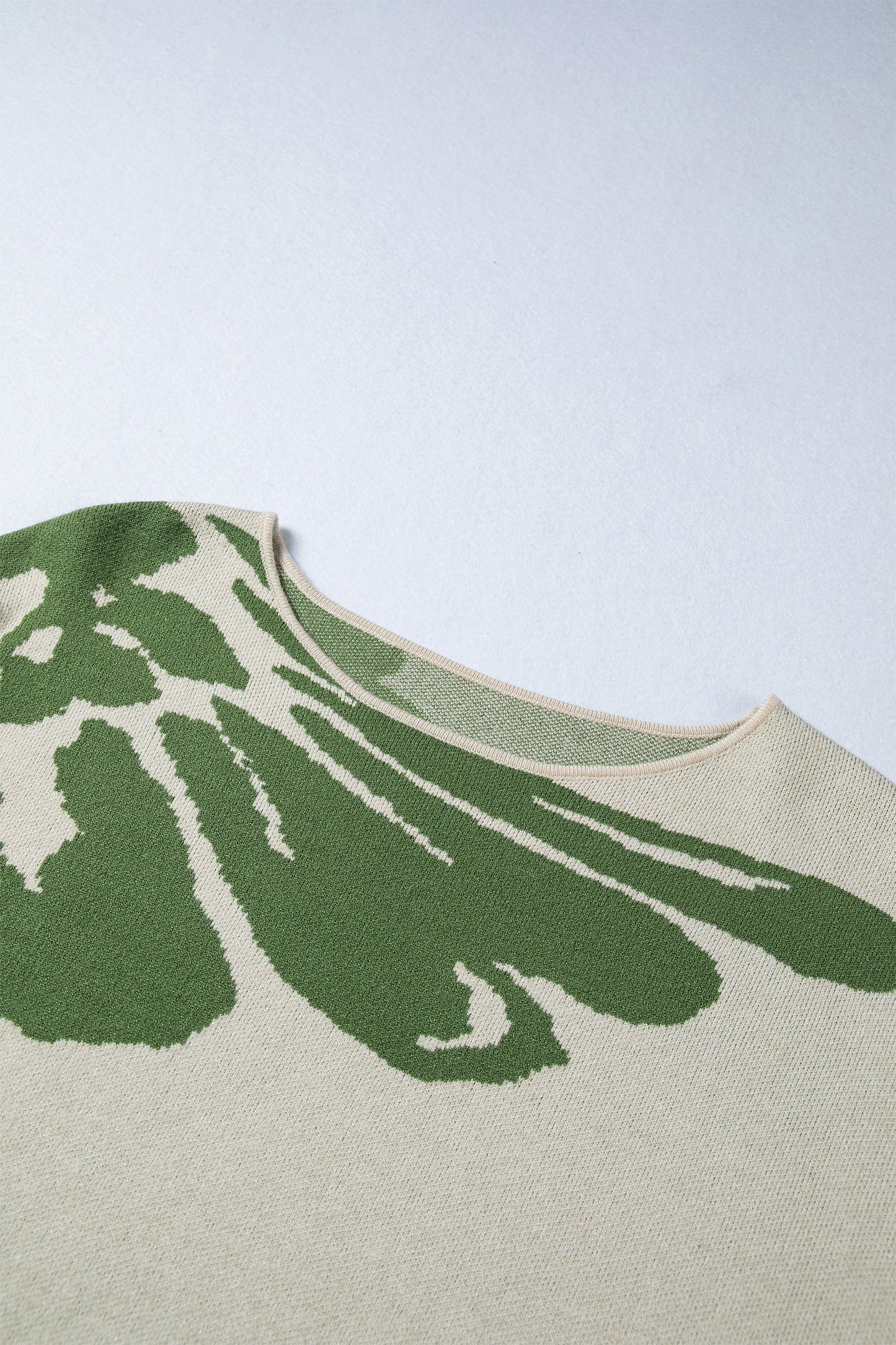 Bold Flower Pattern Wide Sleeve Baggy Sweater