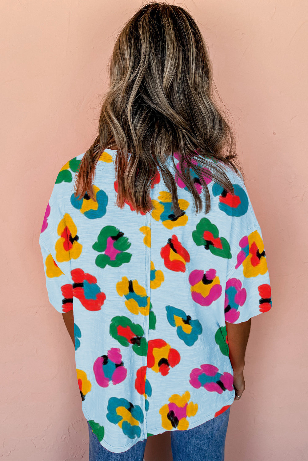 Leopard Drop Shoulder Oversize Tee