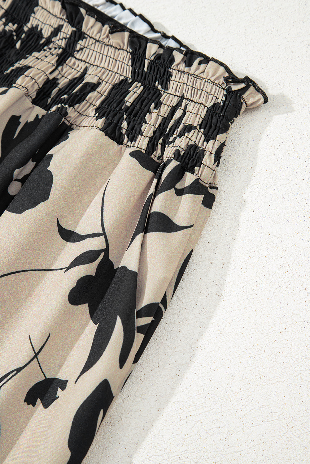Floral Print Smocked High Waist Wide Leg Pants