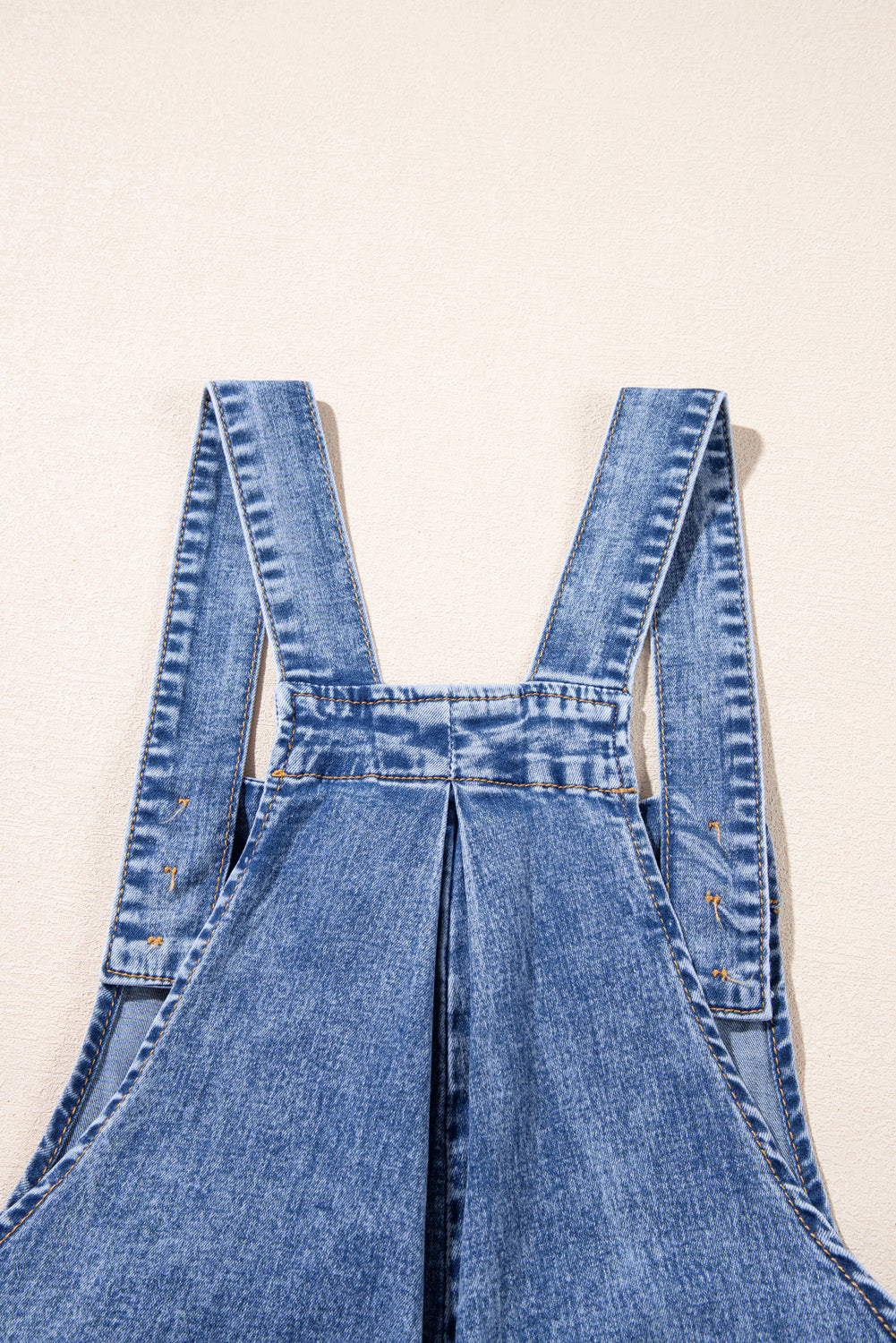 Mineral Wash Buttoned Straps Wide Leg Denim Overalls