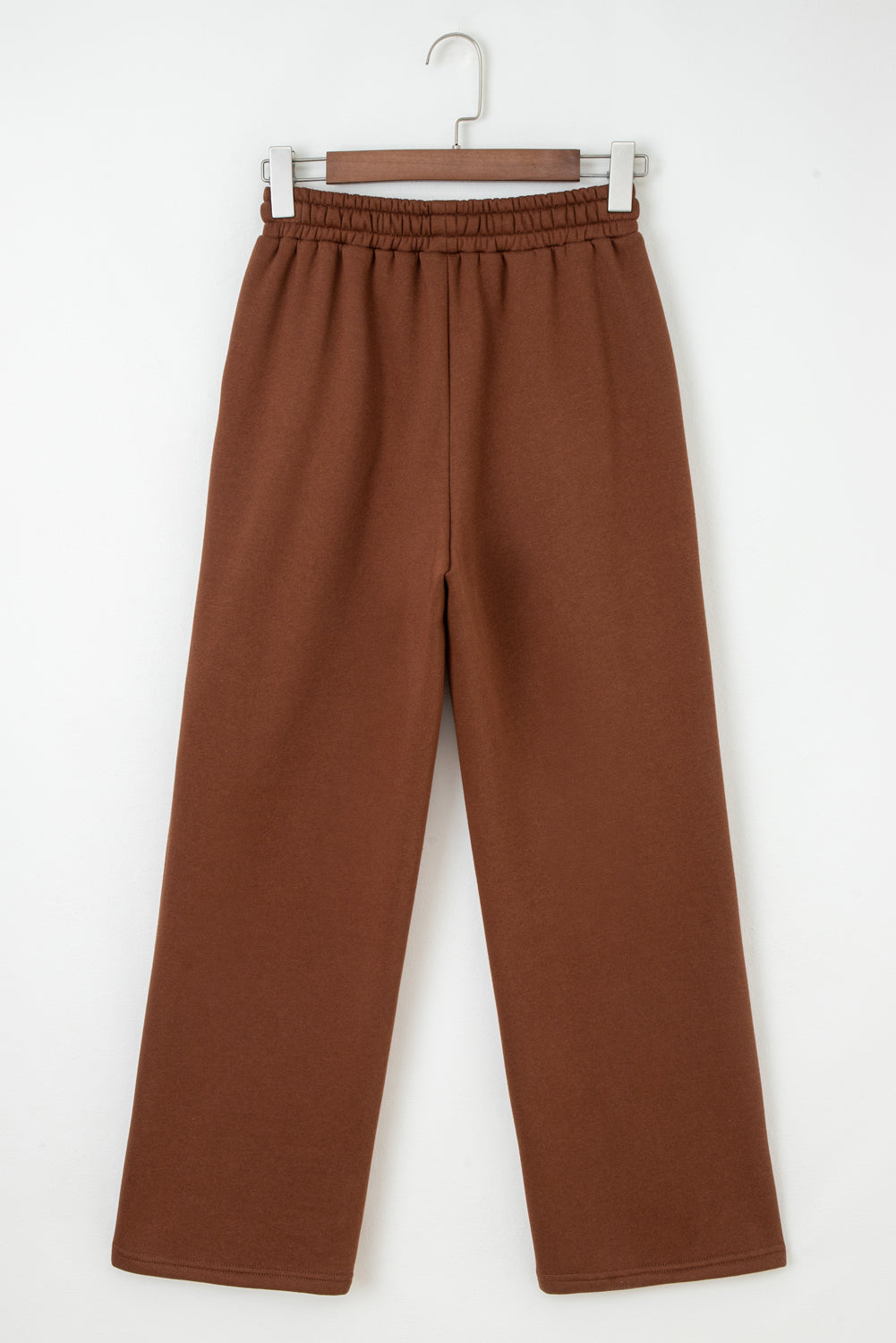 Fleece Lined Leopard Drawstring Elastic Waist Solid Pants