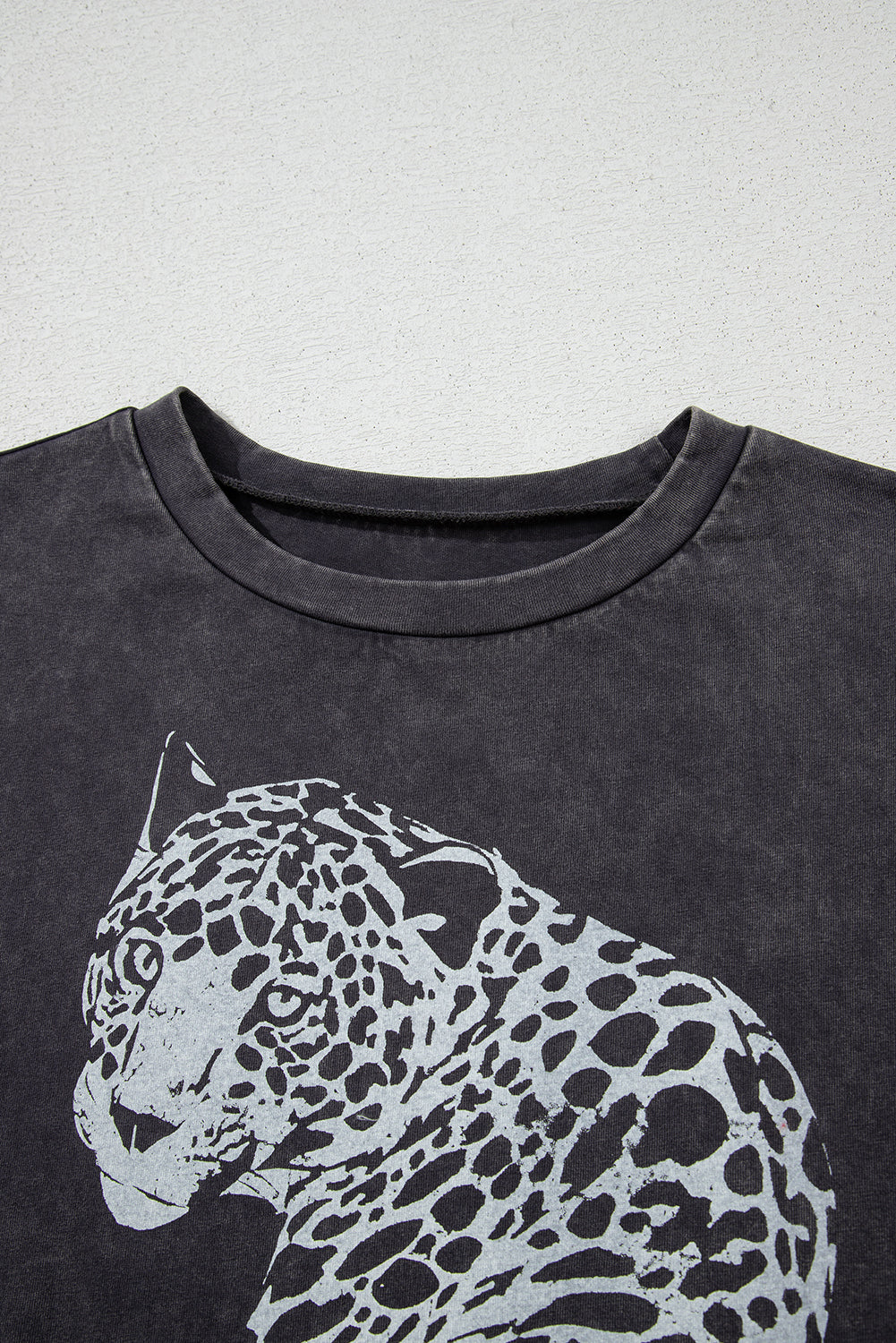 Vintage Cheetah Printed Mineral Wash Graphic Tee