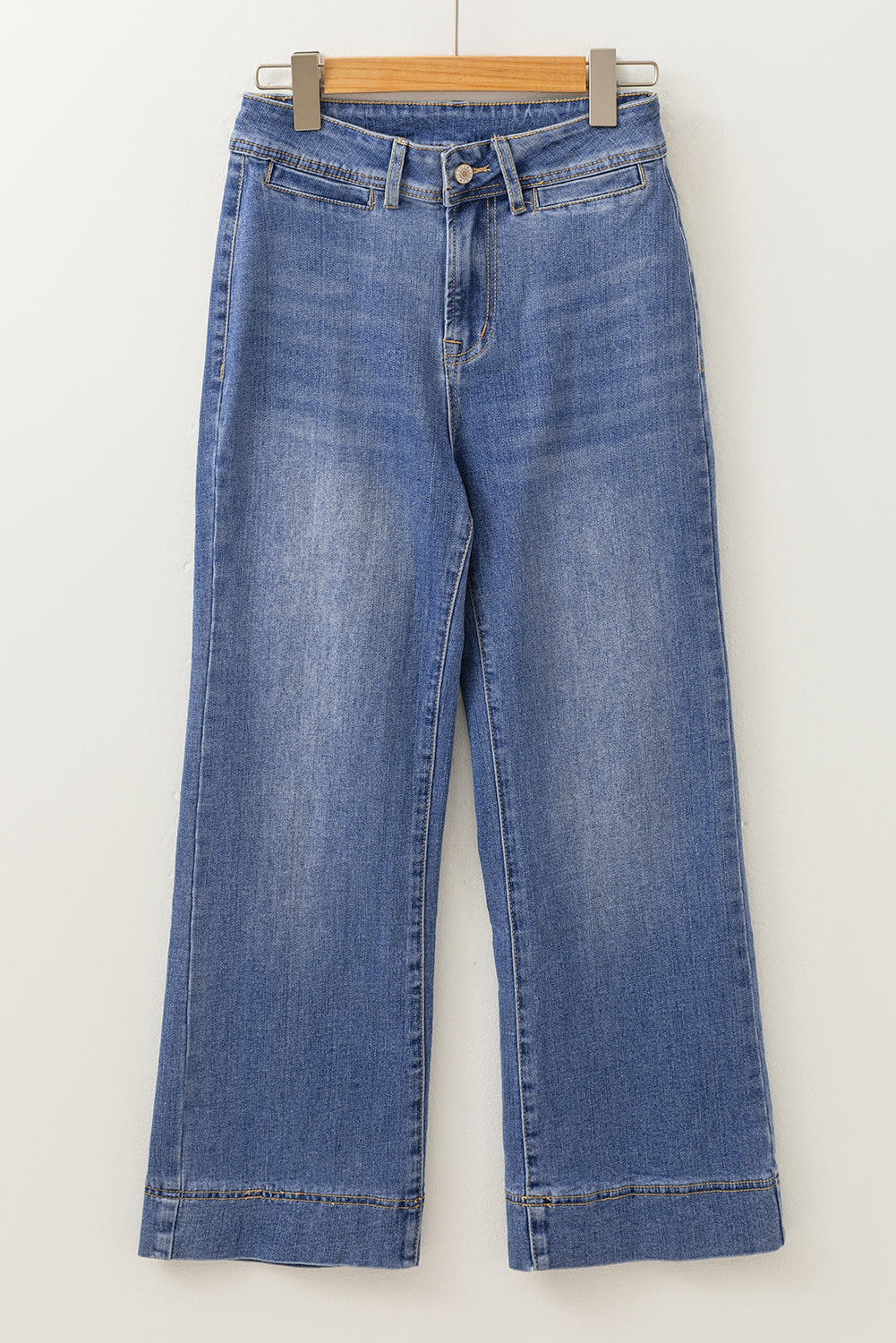 Mineral Wash High Waist Bell Bottom Crop Jeans