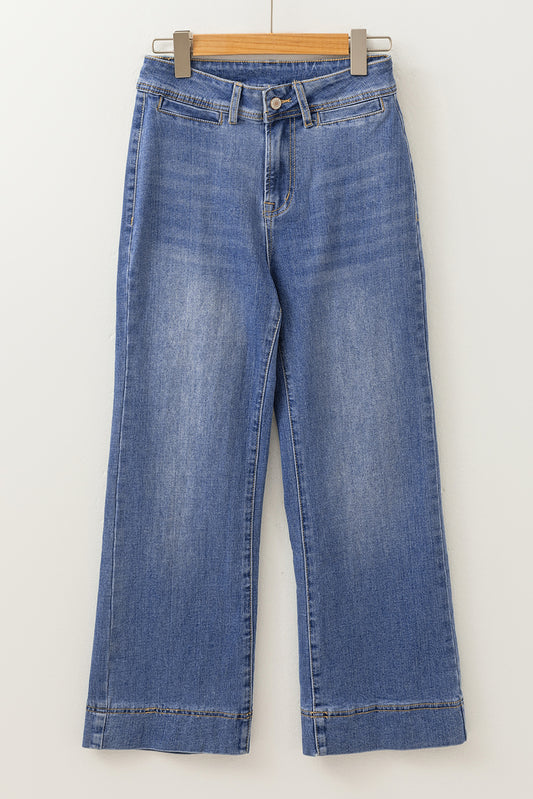 Mineral Wash High Waist Bell Bottom Crop Jeans