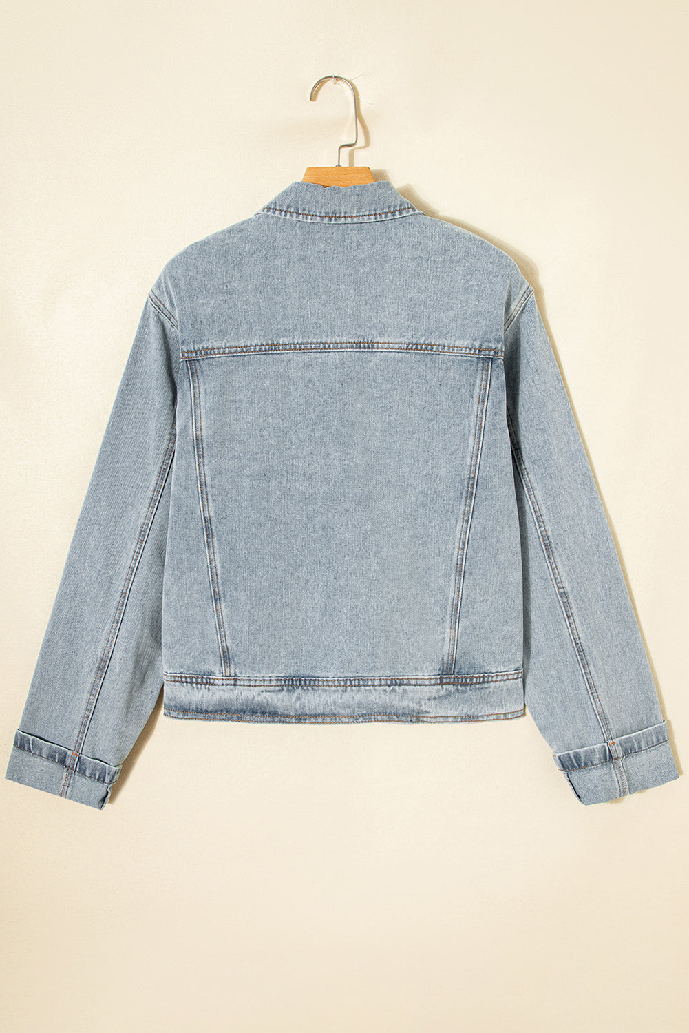 Street Style Zip Up Washed Denim Jacket