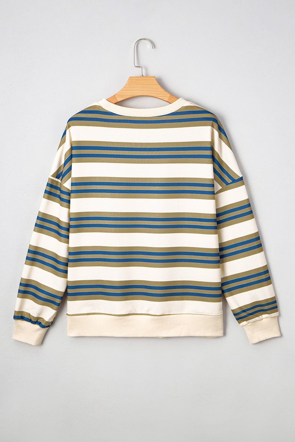 Stripe Crew Neck Drop Shoulder Pullover Sweatshirt