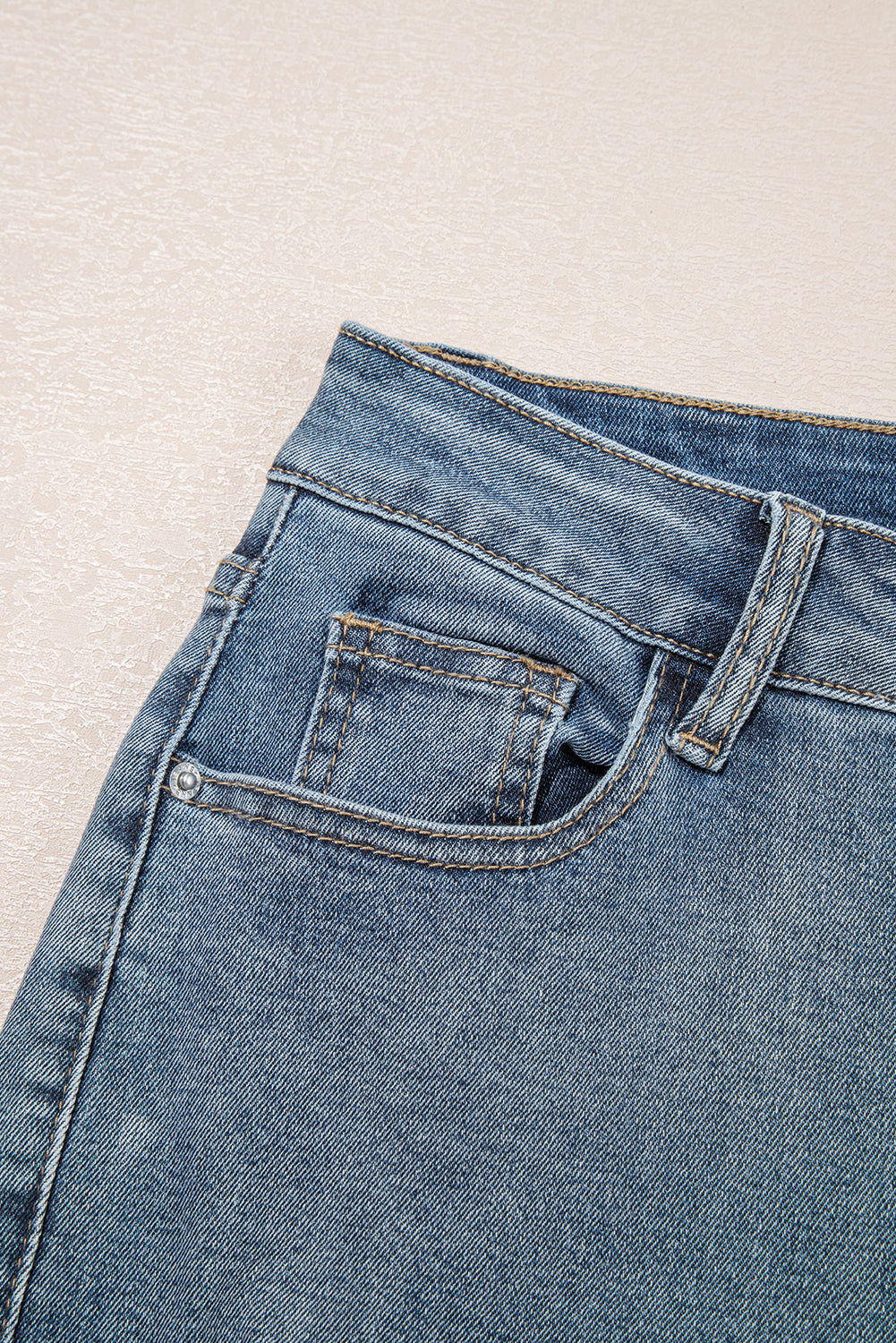 Slightly Distressed Ankle-length Straight Jeans