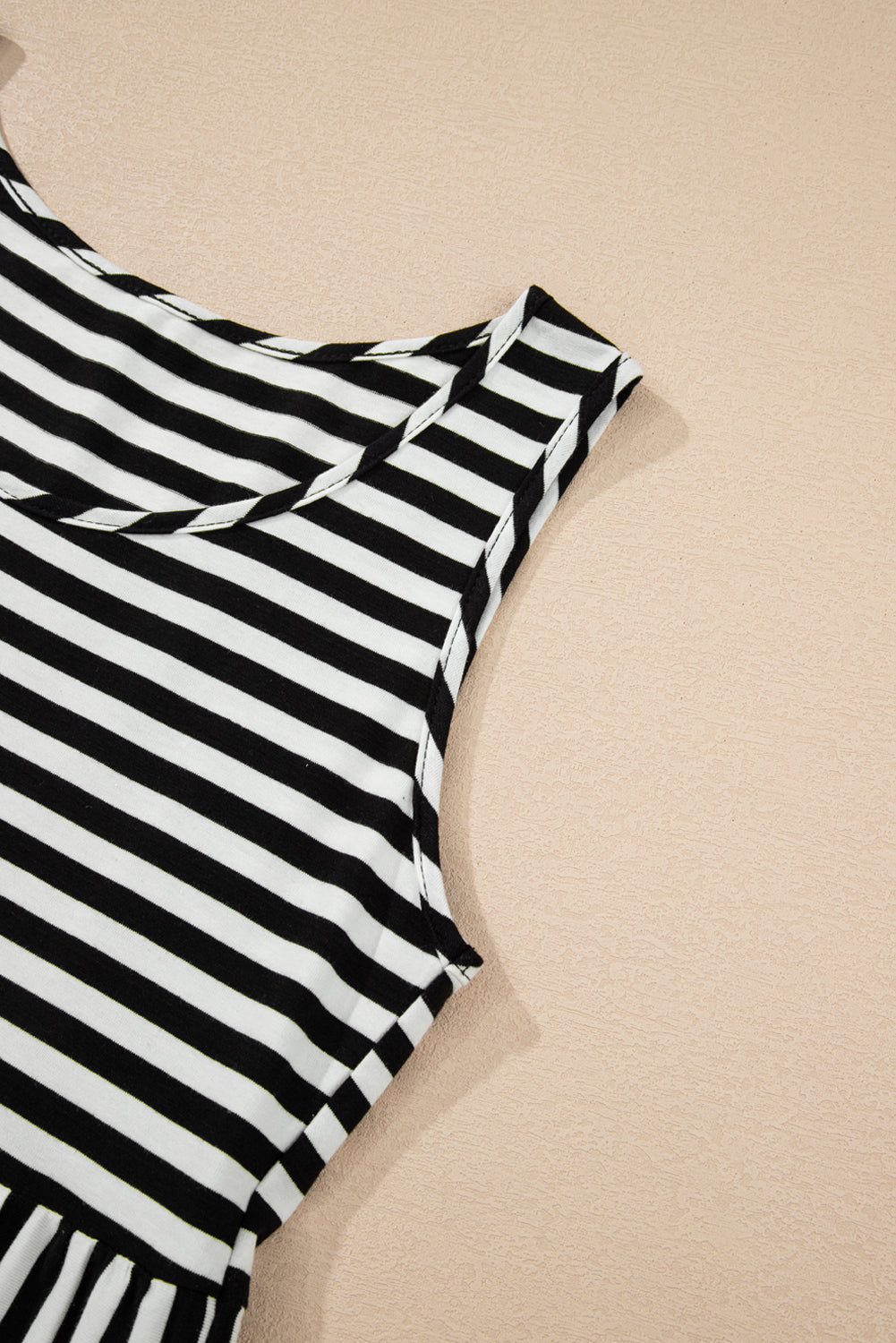Stripe U Neck Sleeveless Loose Fit Mini Dress