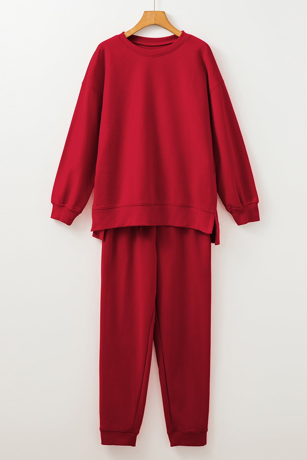 Solid Color High Low Pullover and Skinny Pants Set