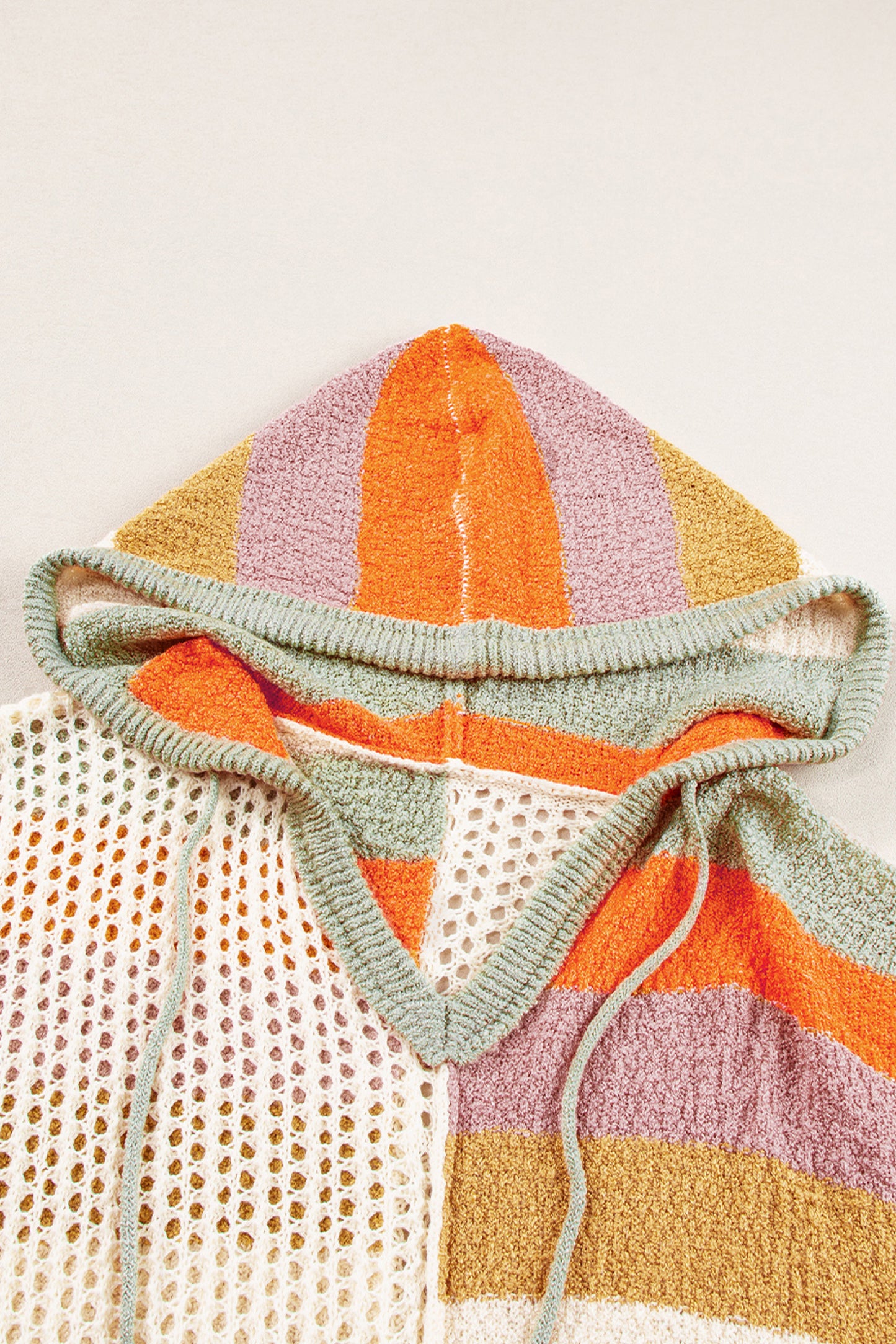 Oversized Colorblock V Neck Hooded Sweater