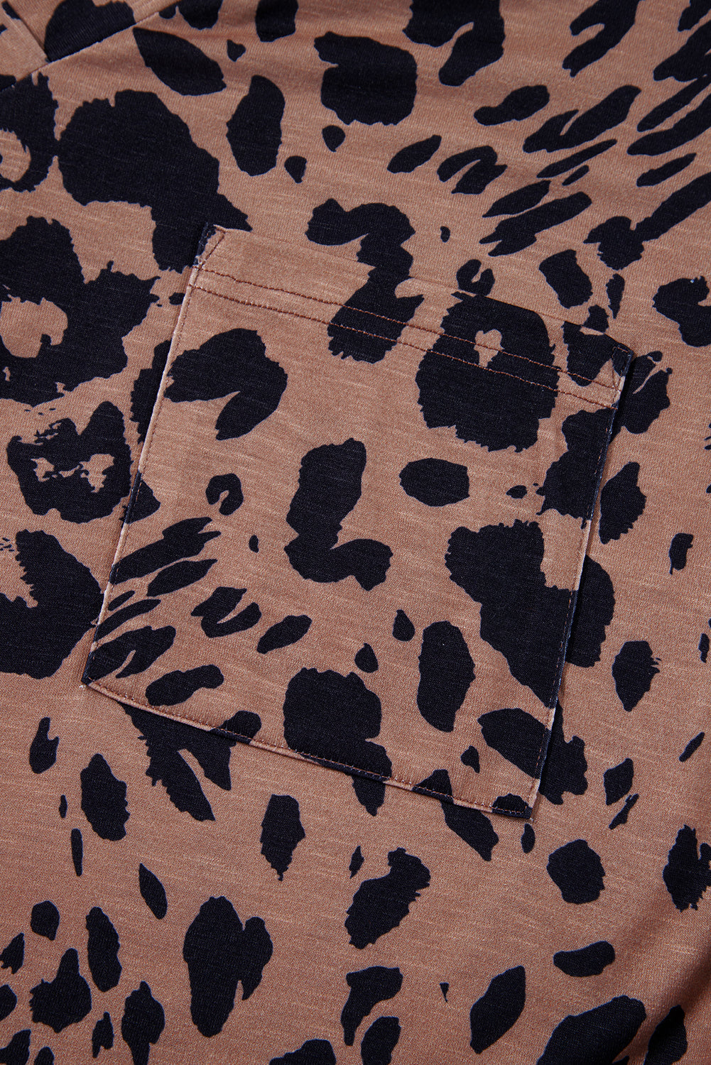 Leopard Print V Neck Half Sleeve Oversized Tee