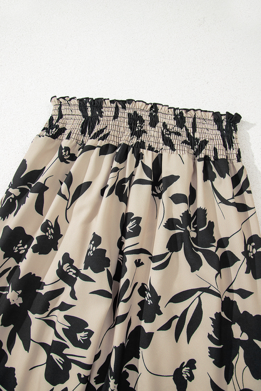 Floral Print Smocked High Waist Wide Leg Pants
