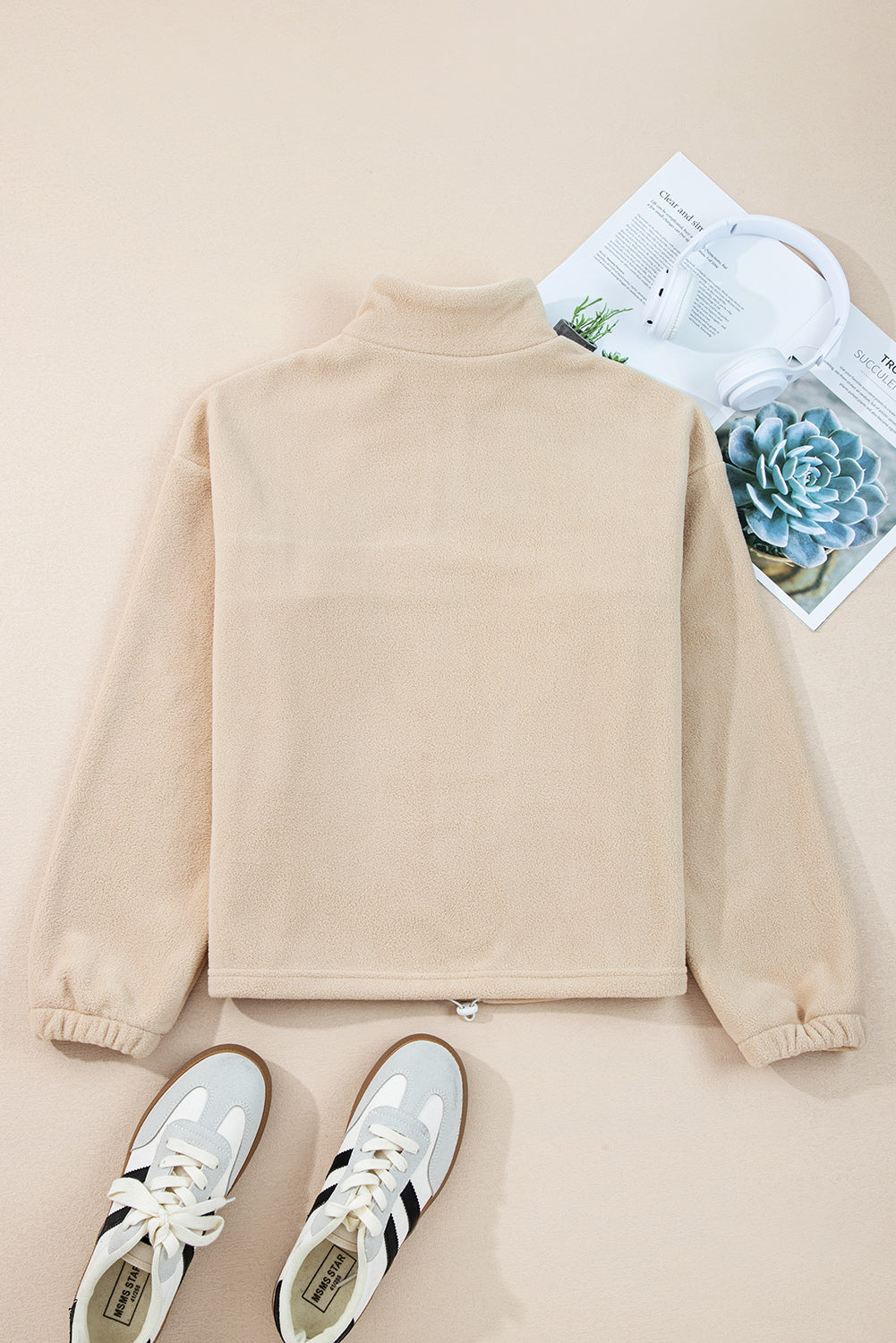 Fleece Colorblock Patchwork Zipped Neck Pullover Sweatshirt