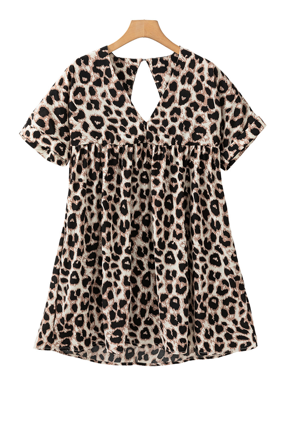 Cheetah Print Backless V Neck Loose Fit Mini Dress